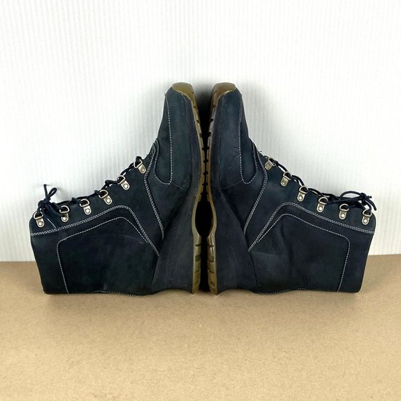 Timberland Leather Wedge Boot Womens 9.5 Black Lace Up - Picture 6 of 10